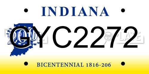 GYC2272 Indiana License Plate