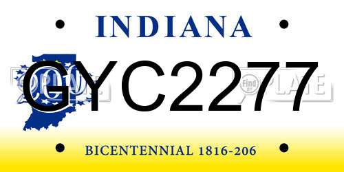 GYC2277 Indiana License Plate