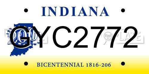 GYC2772 Indiana License Plate
