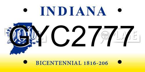 GYC2777 Indiana License Plate