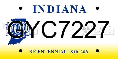 GYC7227 Indiana License Plate