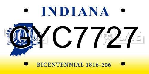 GYC7727 Indiana License Plate