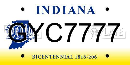 GYC7777 Indiana License Plate