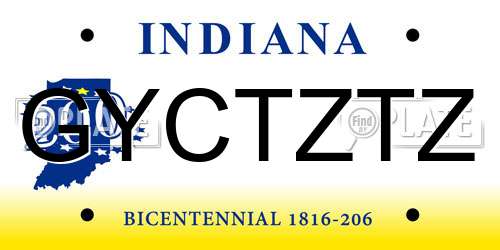 GYCTZTZ Indiana License Plate