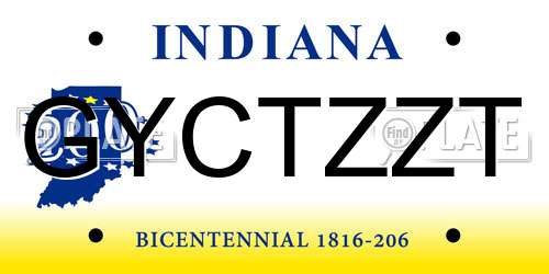 GYCTZZT Indiana License Plate