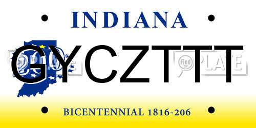 GYCZTTT Indiana License Plate