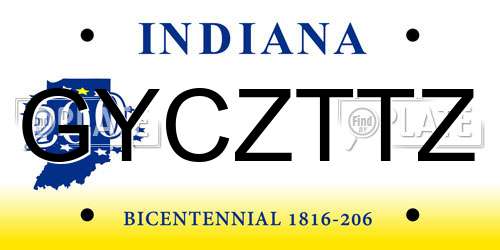 GYCZTTZ Indiana License Plate