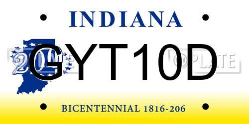 GYT10D Indiana License Plate