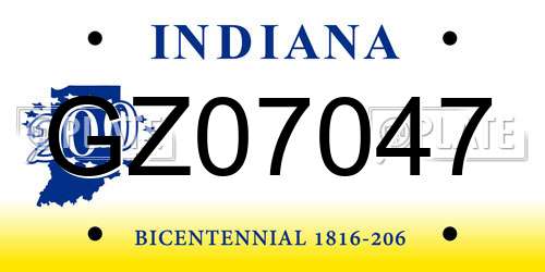 GZ07047 Indiana License Plate