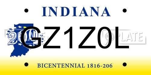 GZ1Z0L Indiana License Plate