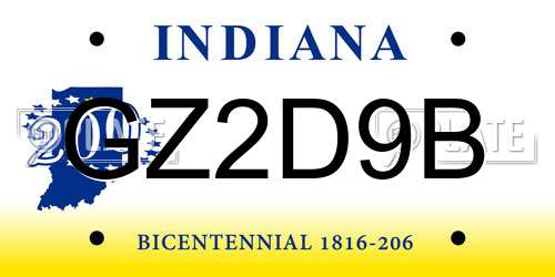 GZ2D9B Indiana License Plate
