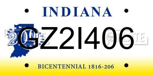 GZ2I406 Indiana License Plate