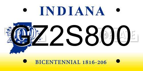 GZ2S800 Indiana License Plate