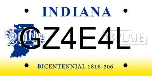 GZ4E4L Indiana License Plate