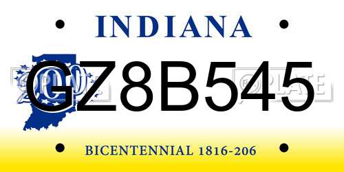 GZ8B545 Indiana License Plate