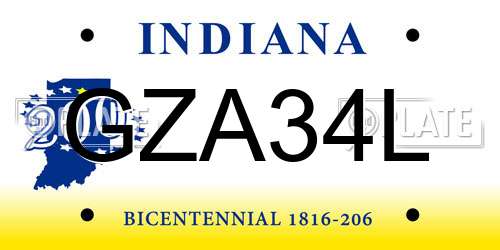 GZA34L Indiana License Plate