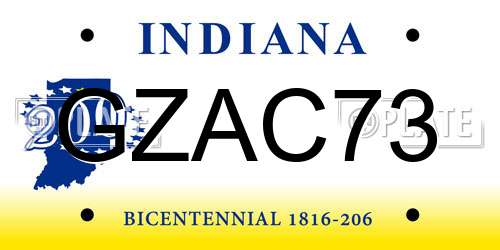 GZAC73 Indiana License Plate
