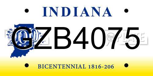 GZB4075 Indiana License Plate