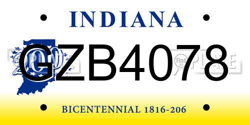 GZB4078 Indiana License Plate
