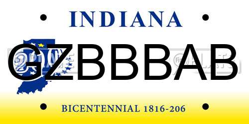 GZBBBAB Indiana License Plate