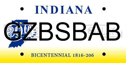 GZBSBAB Indiana License Plate