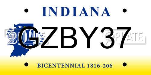 GZBY37 Indiana License Plate