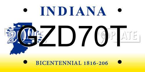 GZD70T Indiana License Plate
