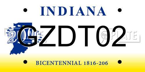 GZDT02 Indiana License Plate