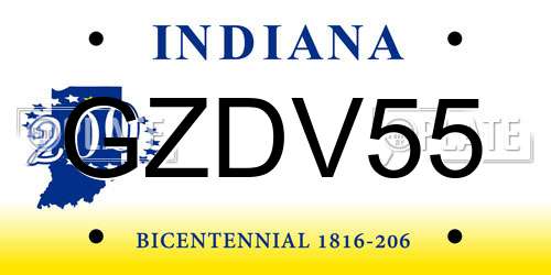 GZDV55 Indiana License Plate