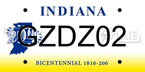 GZDZ02 Indiana License Plate