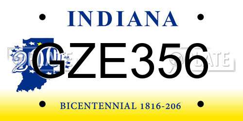 GZE356 Indiana License Plate