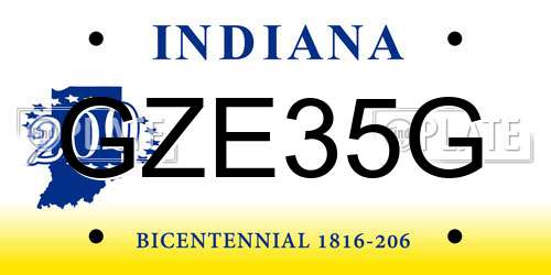 GZE35G Indiana License Plate