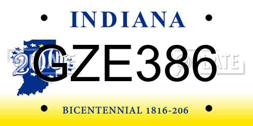 GZE386 Indiana License Plate