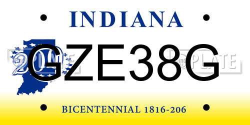 GZE38G Indiana License Plate