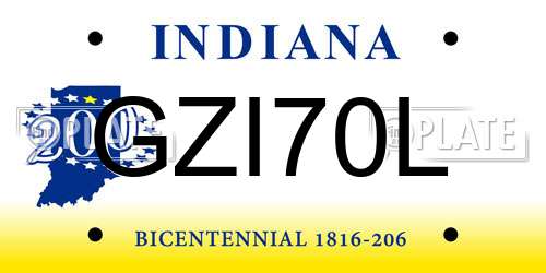 GZI70L Indiana License Plate
