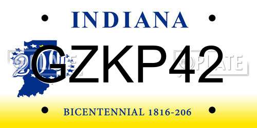 GZKP42 Indiana License Plate