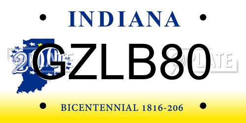 GZLB80 Indiana License Plate