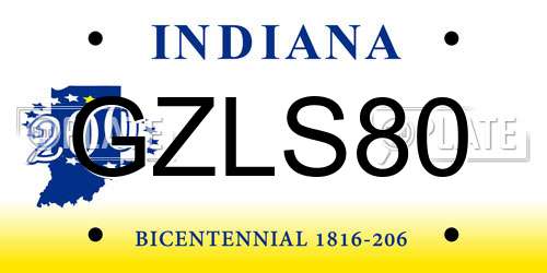 GZLS80 Indiana License Plate