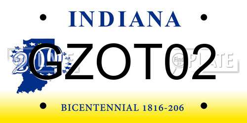 GZOT02 Indiana License Plate