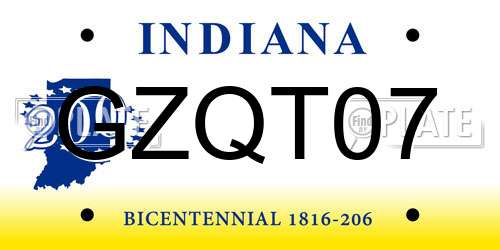 GZQT07 Indiana License Plate