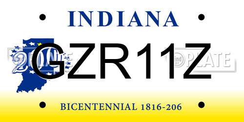 GZR11Z Indiana License Plate