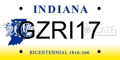 GZRI17 Indiana License Plate
