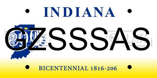 GZSSSAS Indiana License Plate