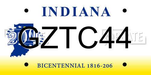 GZTC44 Indiana License Plate