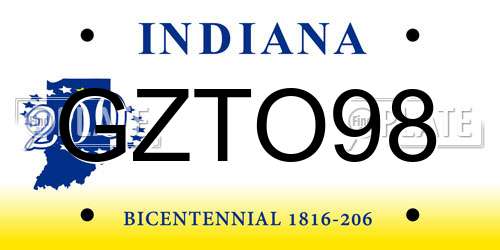 GZTO98 Indiana License Plate