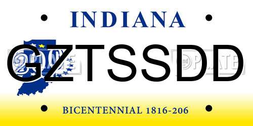GZTSSDD Indiana License Plate