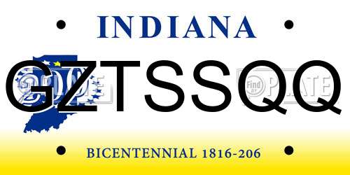 GZTSSQQ Indiana License Plate