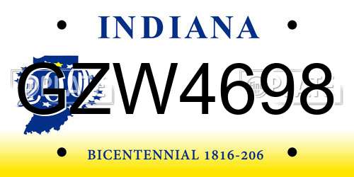 GZW4698 Indiana License Plate
