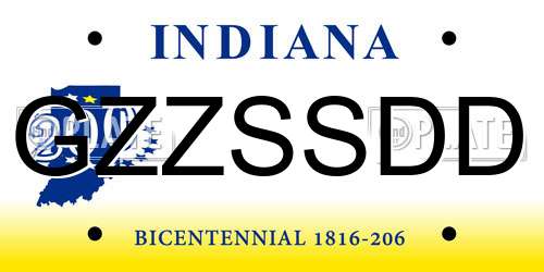GZZSSDD Indiana License Plate