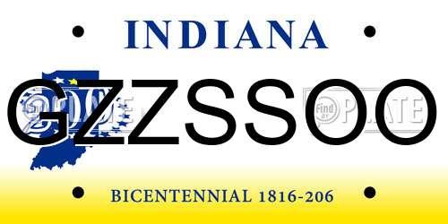 GZZSSOO Indiana License Plate